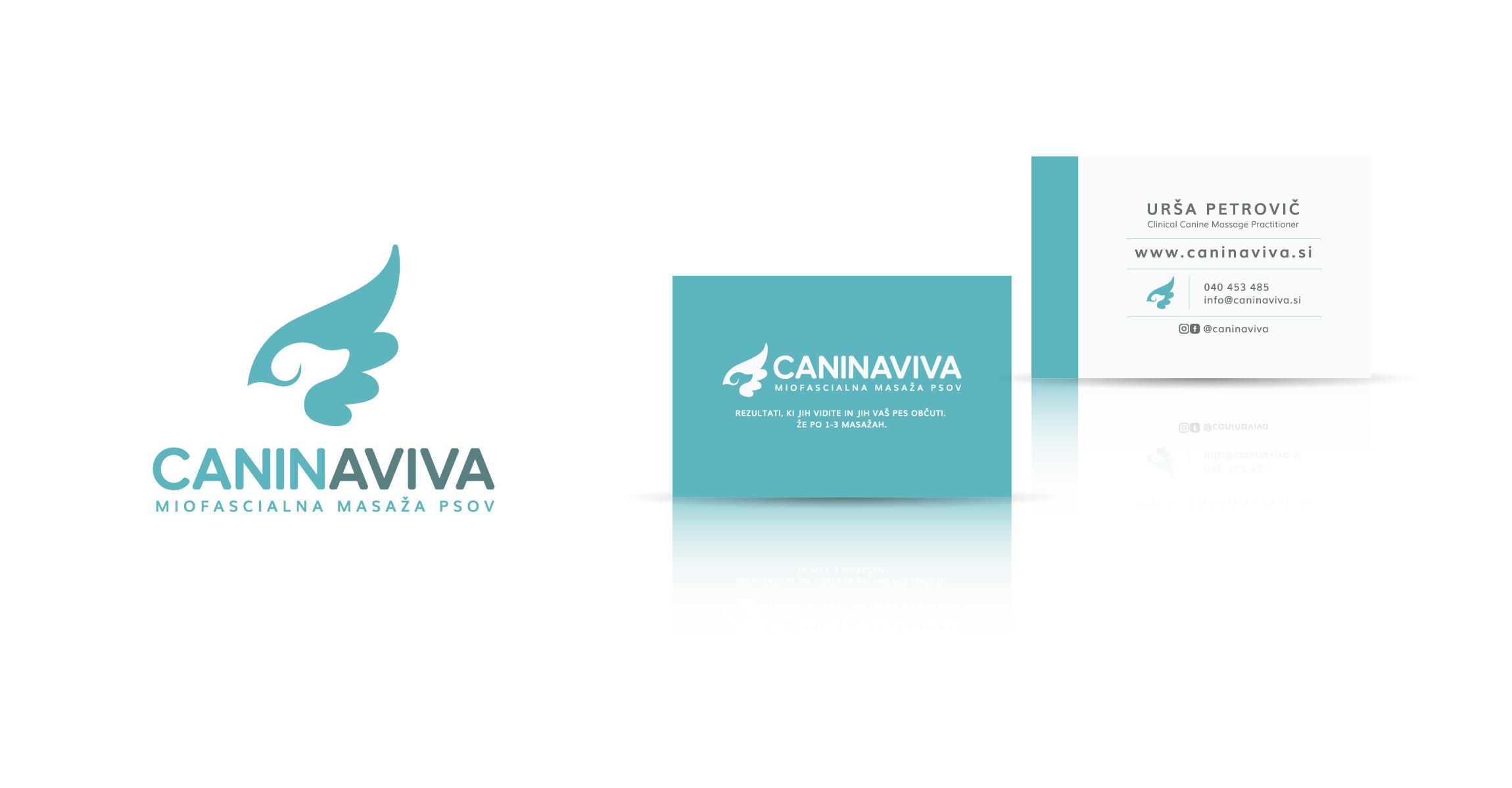 Oblikovanje logotipa in vizitke za Caninaviva - miofascialna masaža psov .